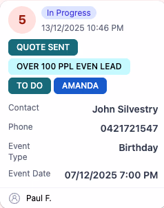 Leadveyor lead card showing priority score and contact details